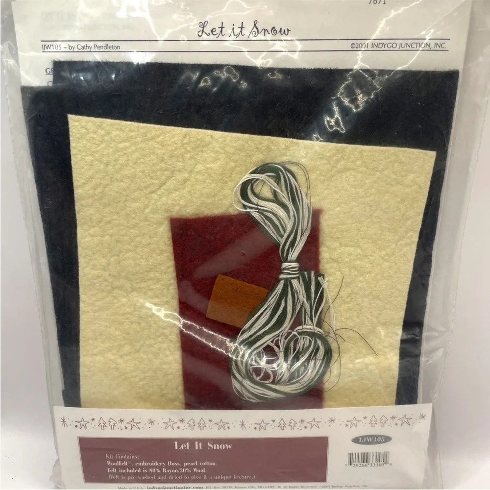 Let It Snow Wool pillow primitive Kit From Indygo Junction